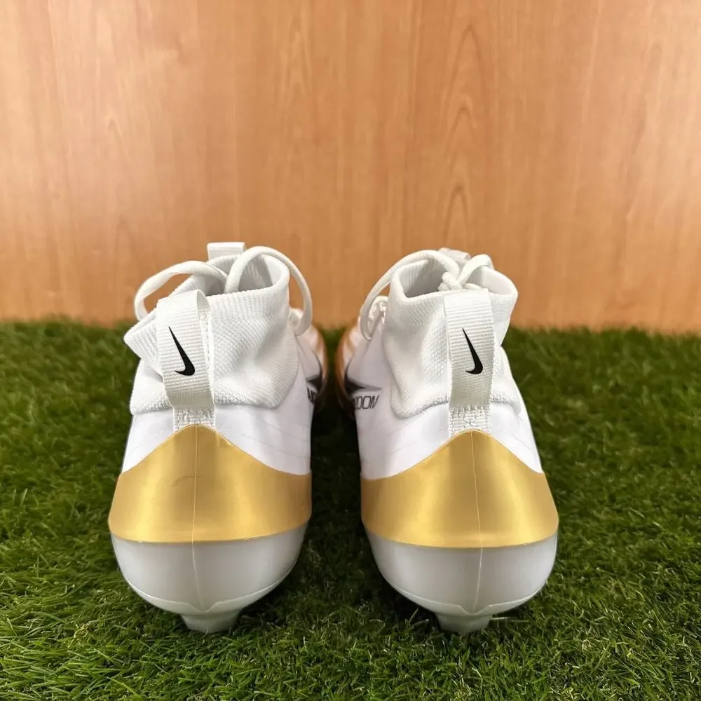 Nike Zoom Air Vapor Pro 1 White Metallic Gold Football Cleats FB3298-103 Sz 13